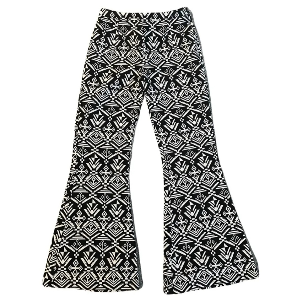 NWT Sample Spell & the Gypsy Anastasia Flare Pants Black/White Sz S
